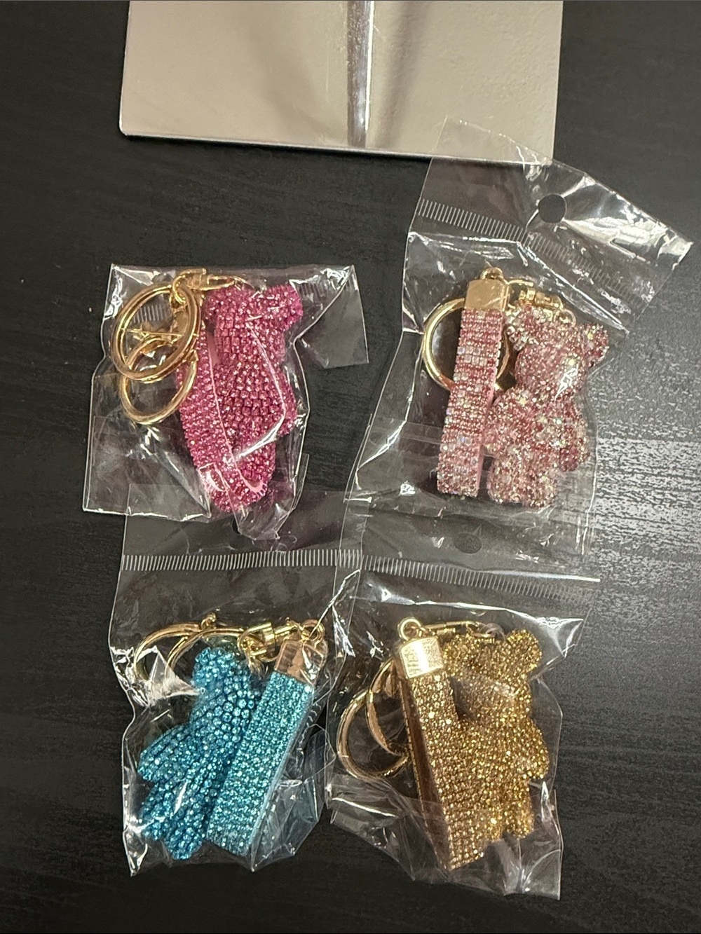 Sparkling Pink Rhinestone Teddy Key Holder Keychain/Bag Charm (pick one)